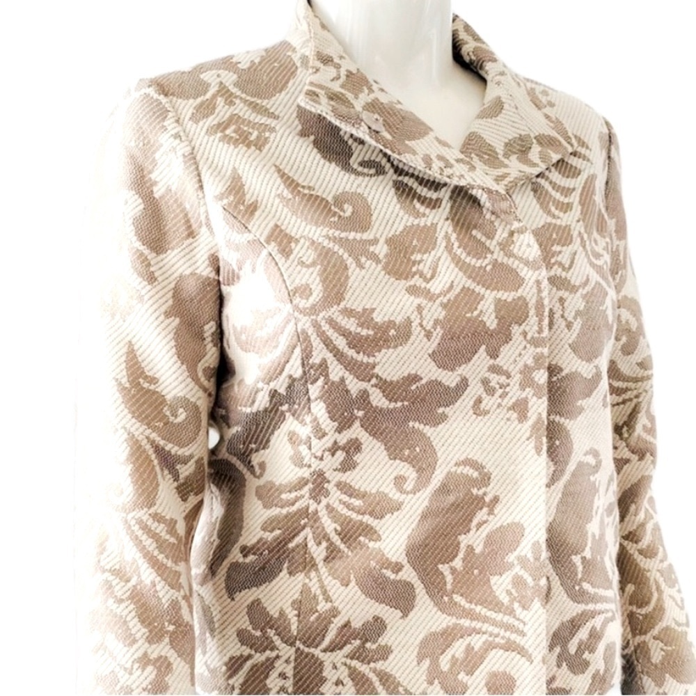 Coldwater Creek Ivory Shimmer Jacquard Jacket blazer size 10 NWT neutral fall